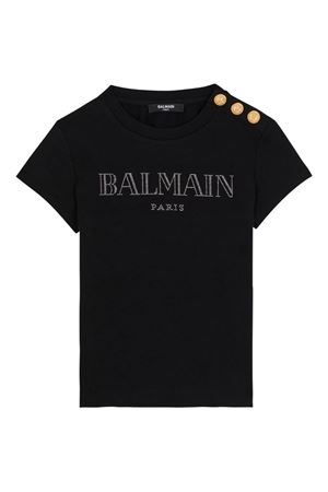 black cotton t-shirt BALMAIN PARIS KIDS | BY8A51Z3277930